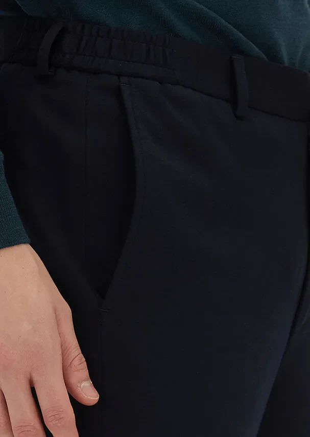 Lacivert Düz Örme Modern Fit Klasik Yün Karışımlı Pantolon - 3