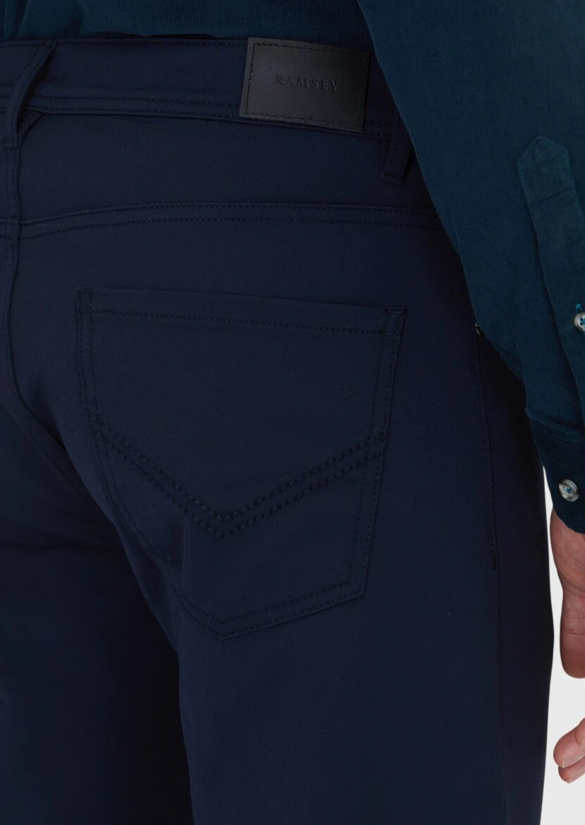 Lacivert Düz Örme Slim Fit Casual Pantolon - 4