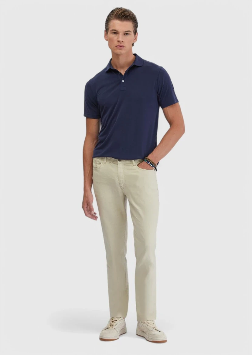 Lacivert Düz Polo Yaka T-Shirt - 3