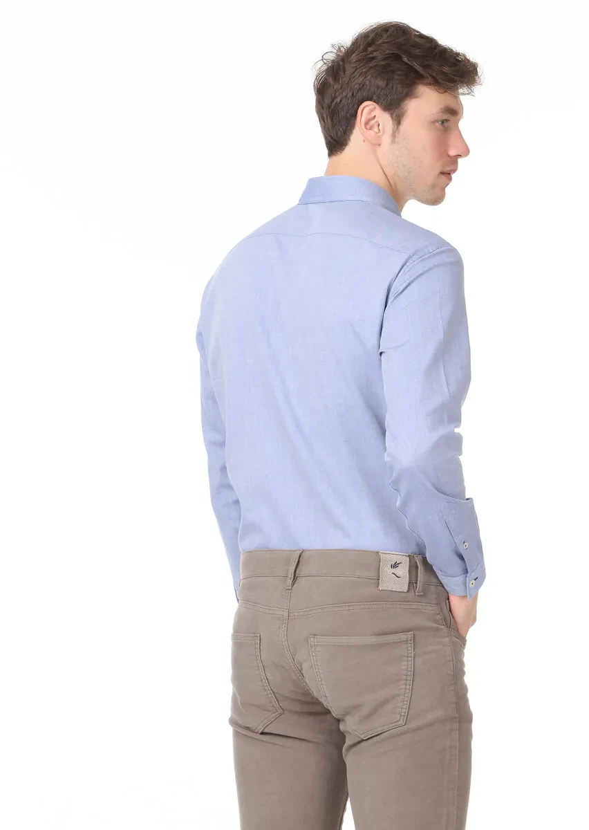 Lacivert Düz Regular Fit Dokuma Casual %100 Pamuk Gömlek - 4