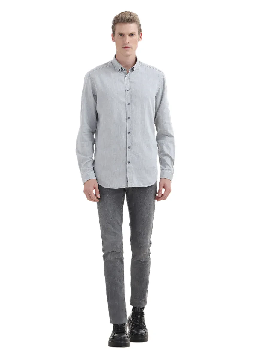 Lacivert Düz Regular Fit Dokuma Casual %100 Pamuk Gömlek - 2