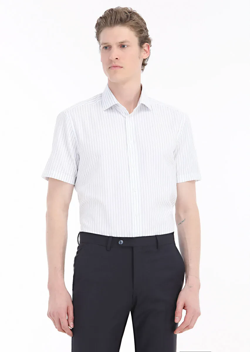 Lacivert Düz Regular Fit Dokuma Klasik %100 Pamuk Gömlek - 3