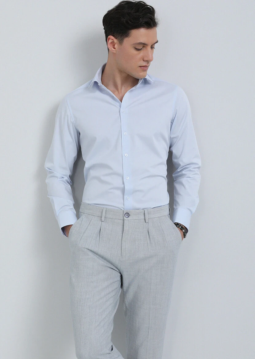 Lacivert Düz Regular Fit Dokuma Klasik Gömlek - 3