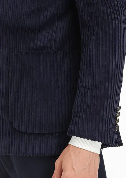Lacivert Fitilli Shirt Shoulder Slim Fit %100 Pamuk Ceket - 4