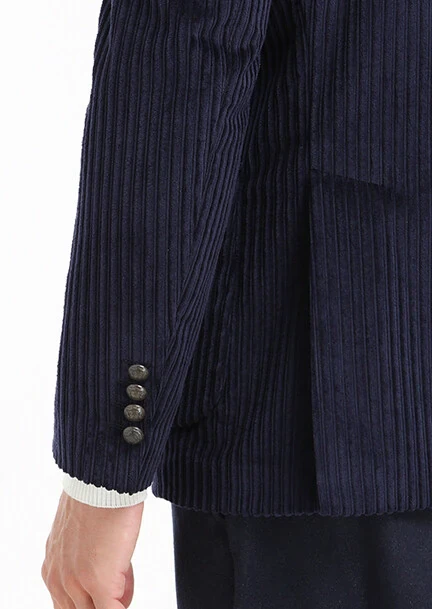 Lacivert Fitilli Shirt Shoulder Slim Fit %100 Pamuk Ceket - 5