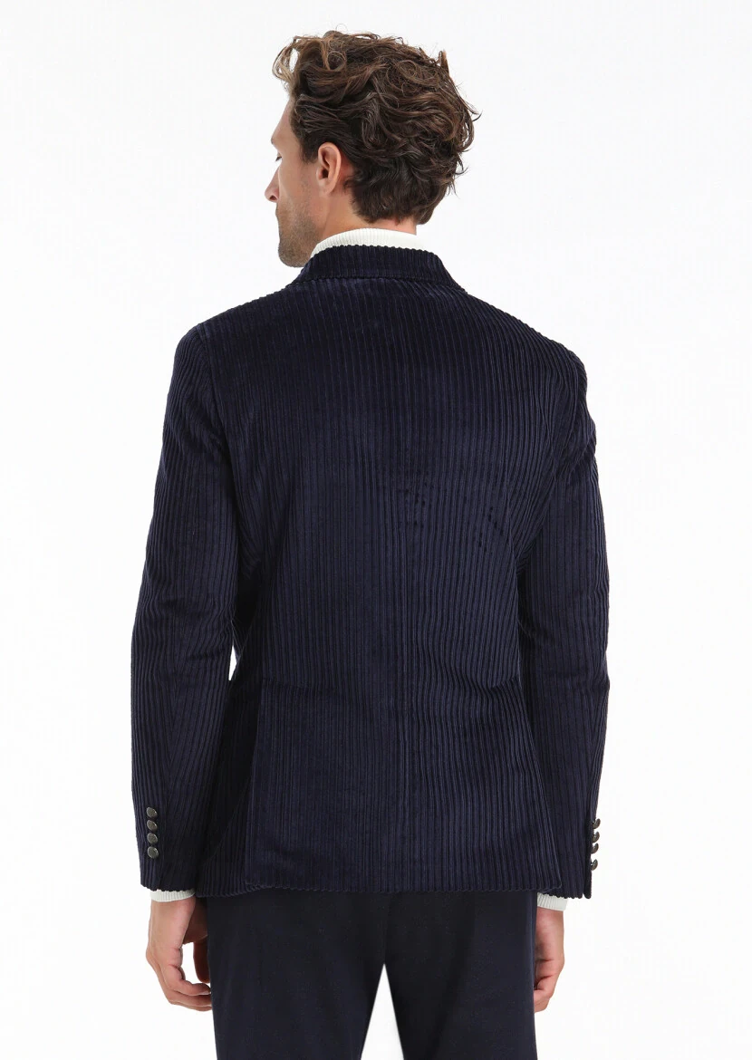 Lacivert Fitilli Shirt Shoulder Slim Fit %100 Pamuk Ceket - 6