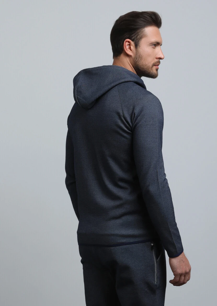 Lacivert Kapüşonlu Sweatshırt - 5