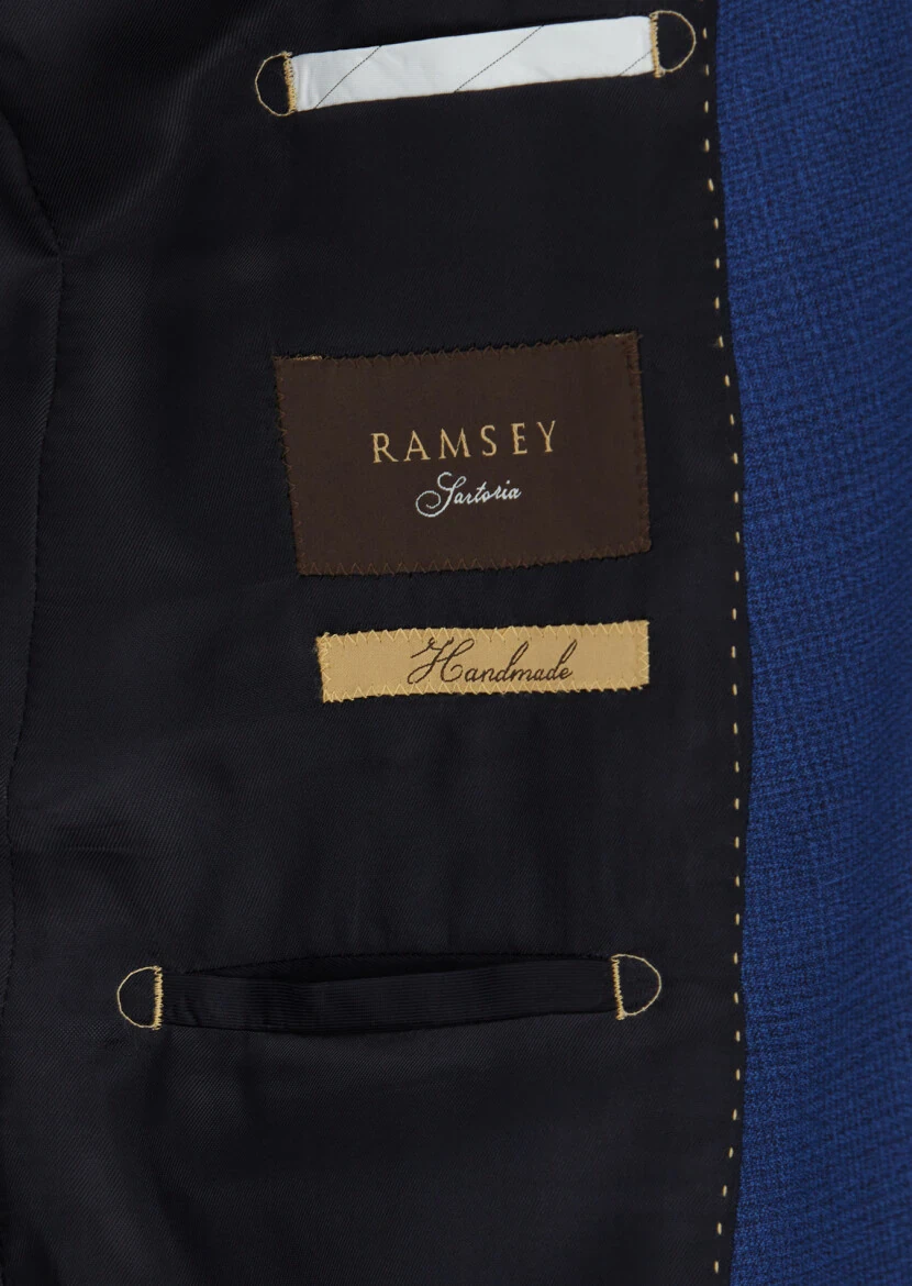 Lacivert Kareli Regular Fit %100 Yün Takım Elbise - 5