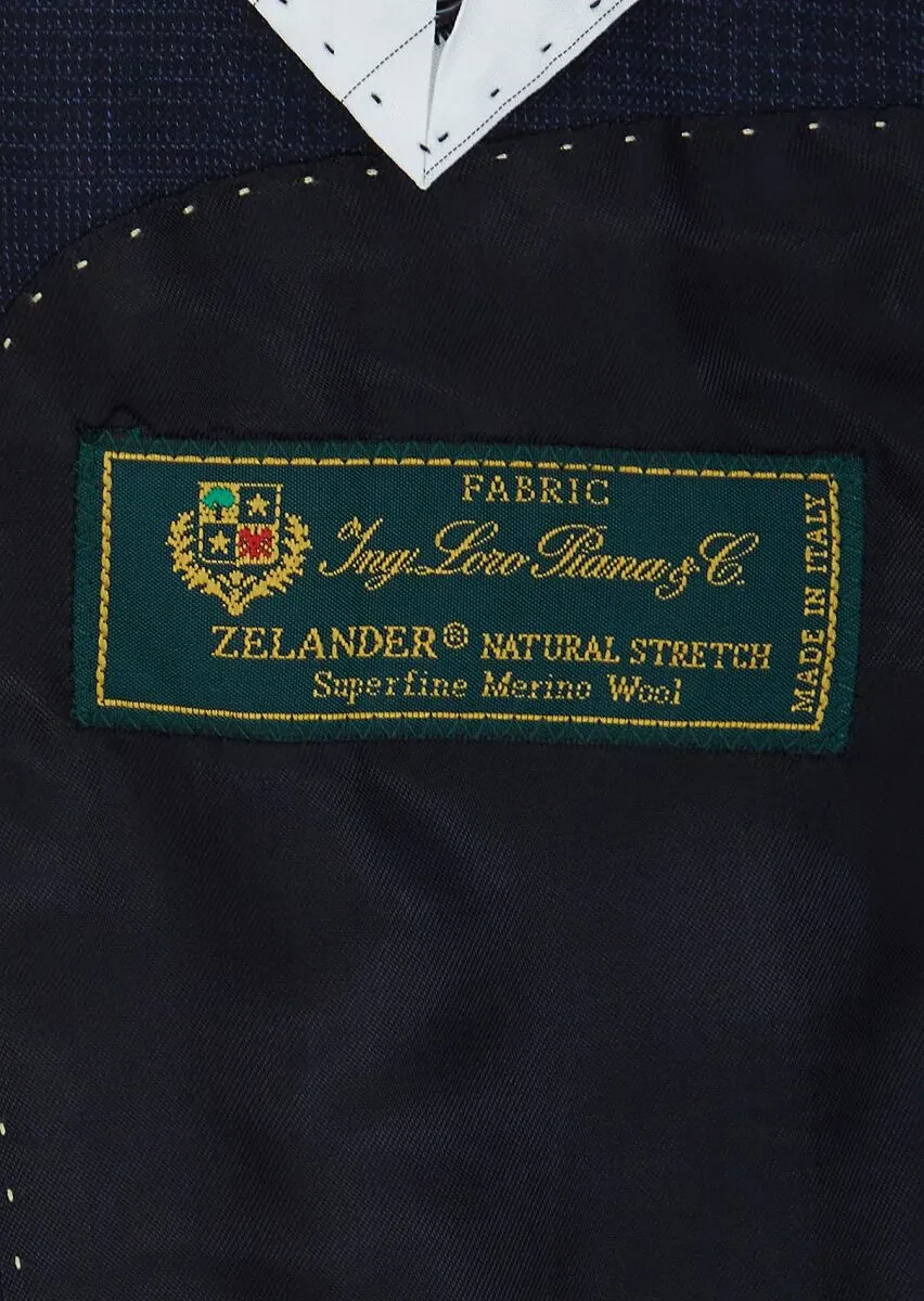 Lacivert Kareli Regular Fit Yün Karışımlı Takım Elbise - 5