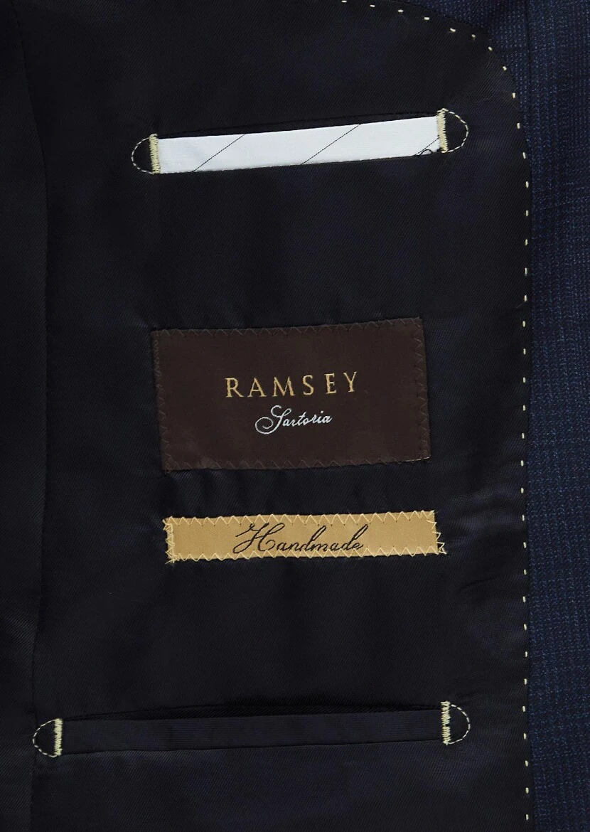 Lacivert Kareli Regular Fit Yün Karışımlı Takım Elbise - 6