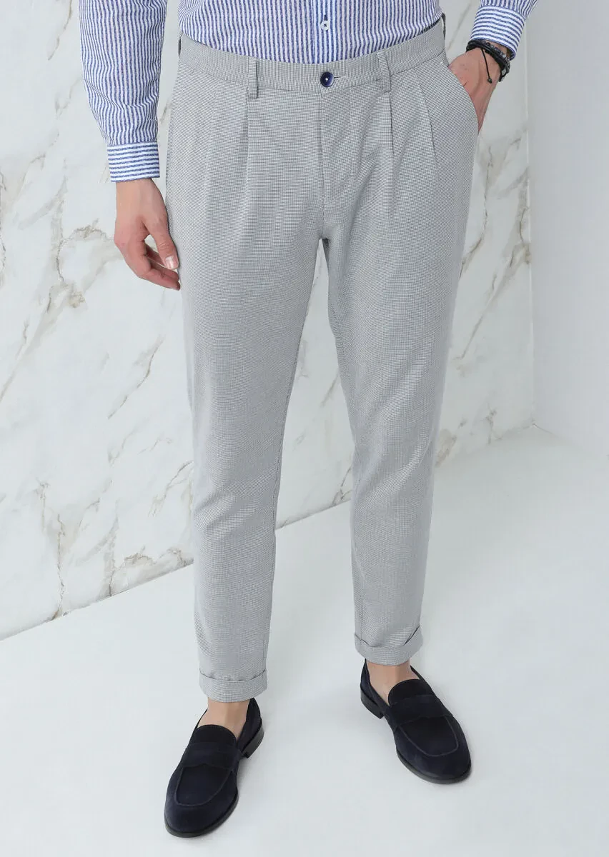 Lacivert Mikro Dokuma Carrot Fit Smart Casual Pamuk Karışımlı Pantolon - 2