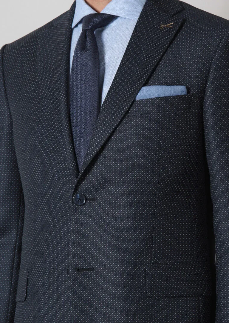 Lacivert Mikro Modern Fit %100 Yün Takım Elbise - 4