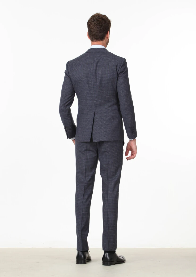 Lacivert Mikro Modern Fit %100 Yün Takım Elbise - 5