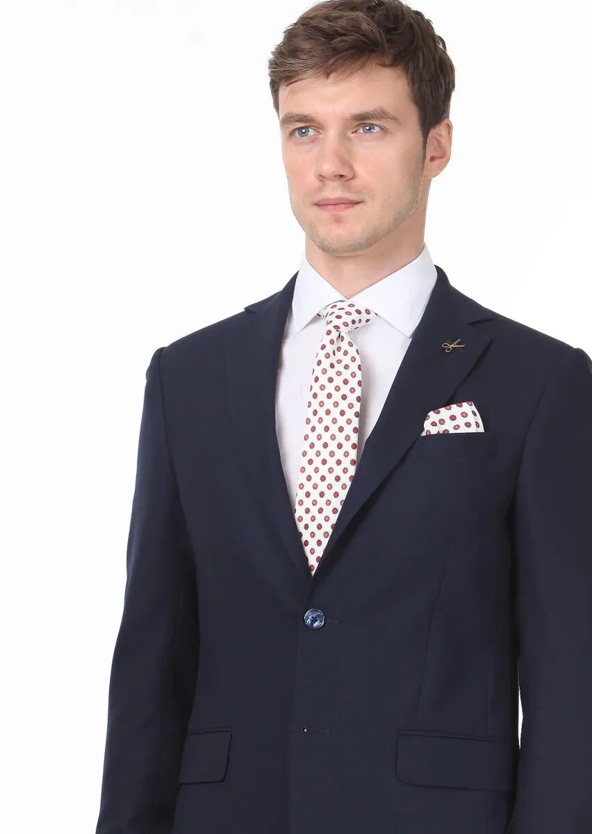 Lacivert Mikro Modern Fit %100 Yün Takım Elbise - 2