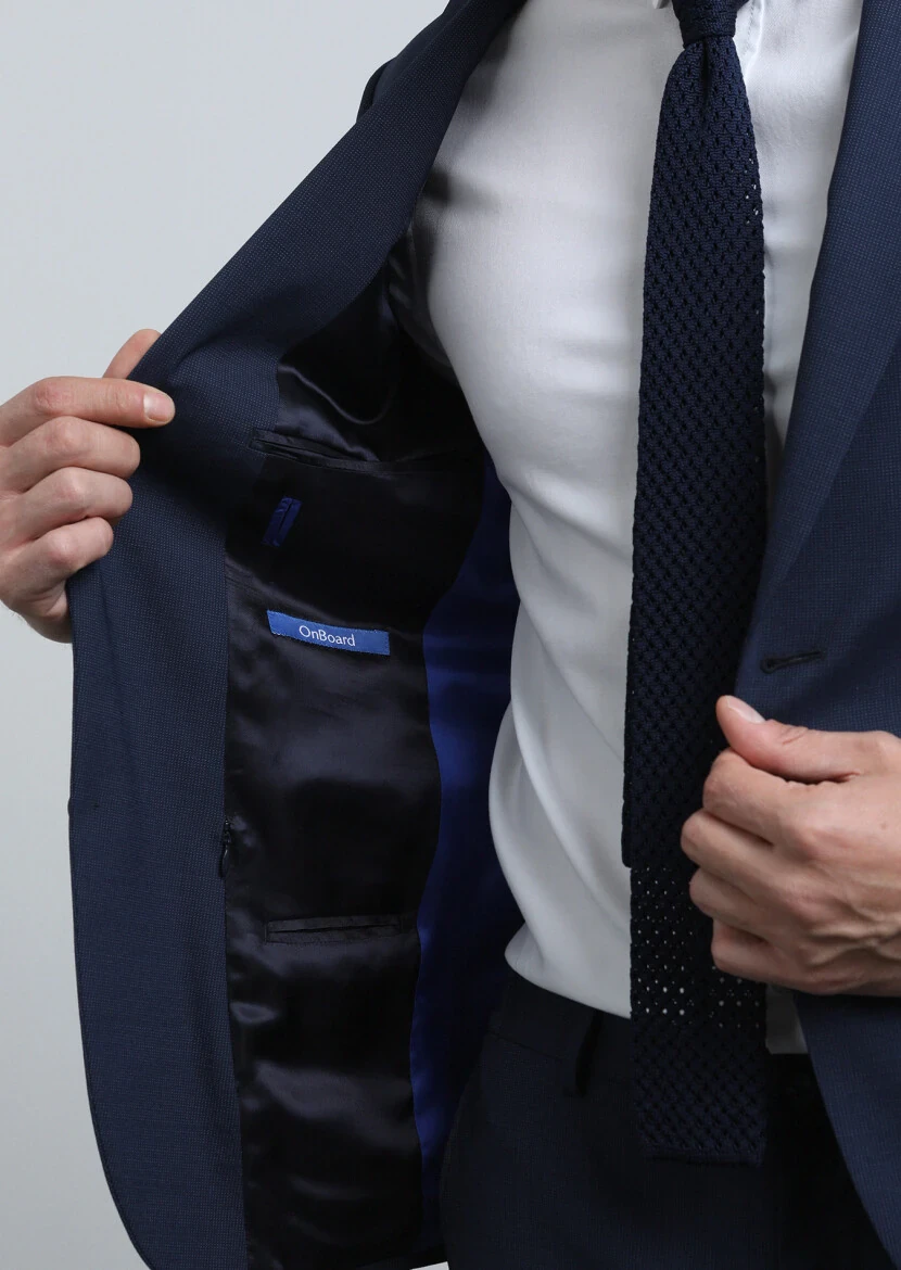 Lacivert Mikro Modern Fit Yün Karışımlı Takım Elbise - 4