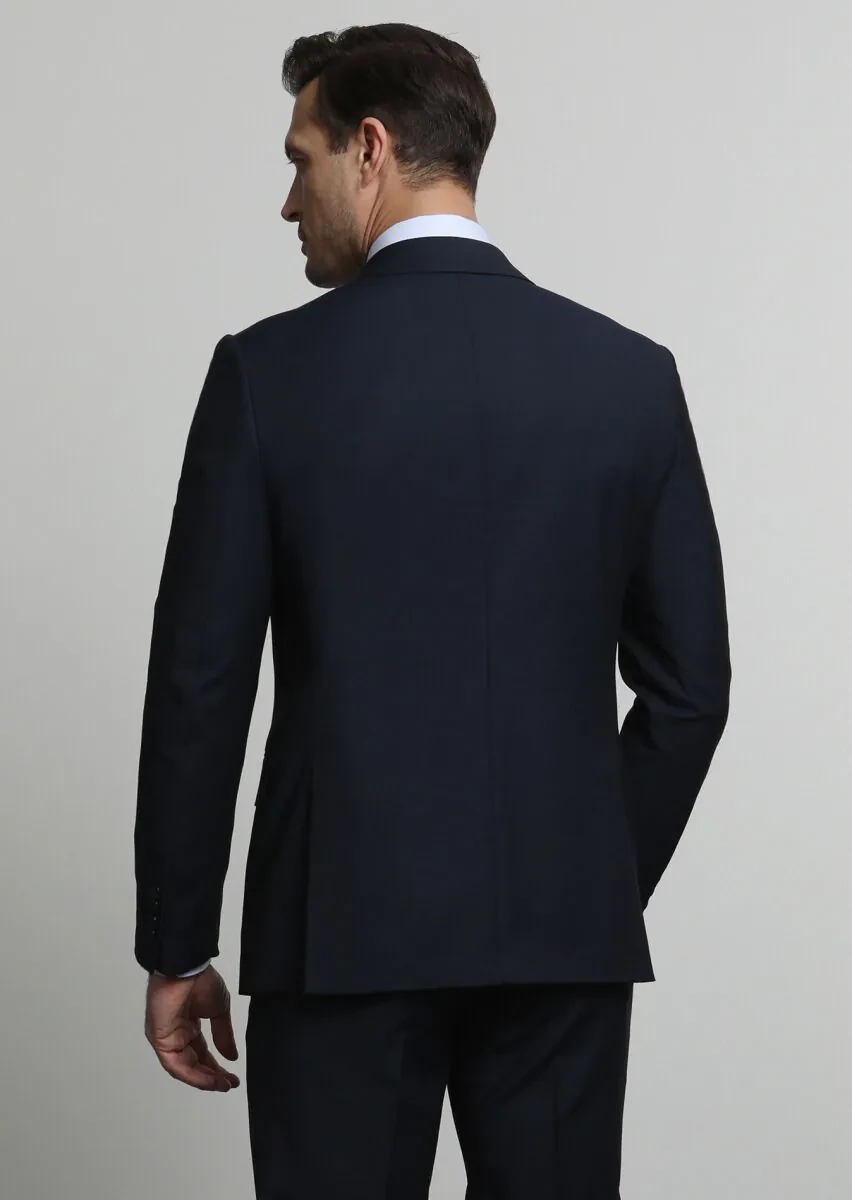 Lacivert Mikro Modern Fit Yün Karışımlı Takım Elbise - 4