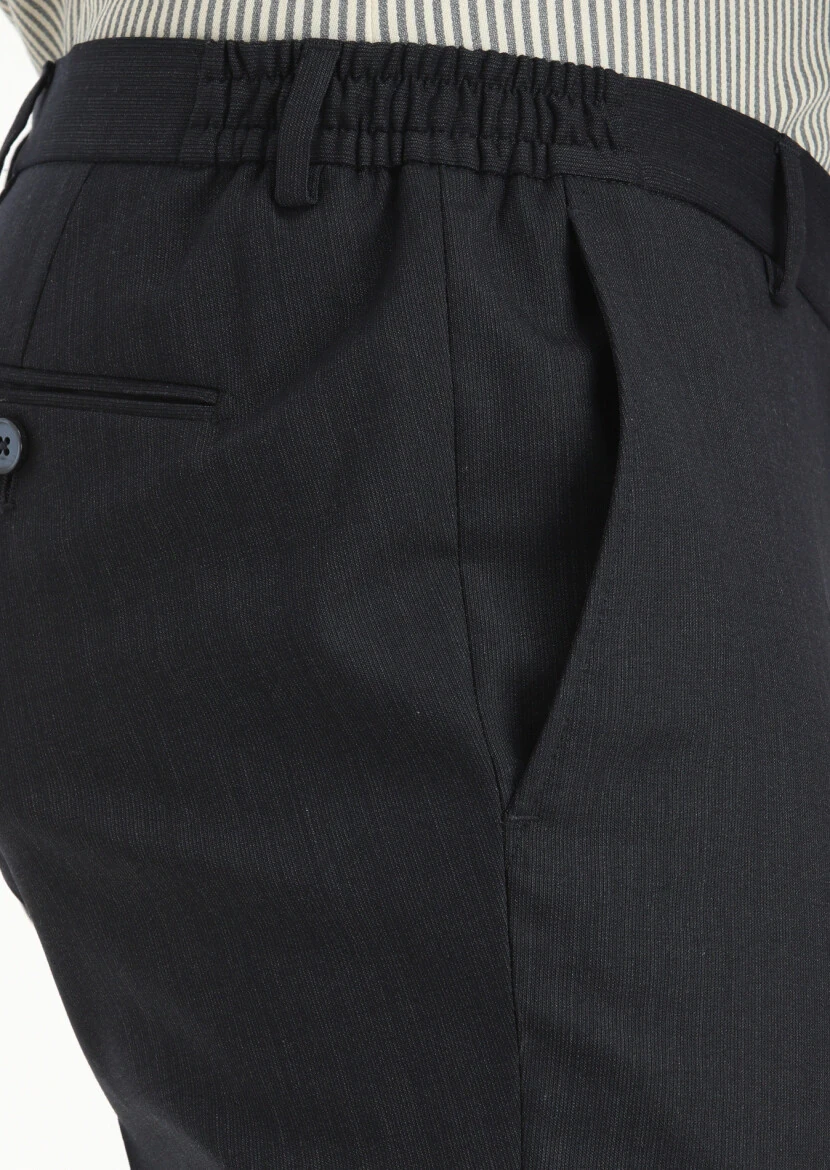 Lacivert Mikro Modern Fit Yün Karışımlı Takım Elbise - 4