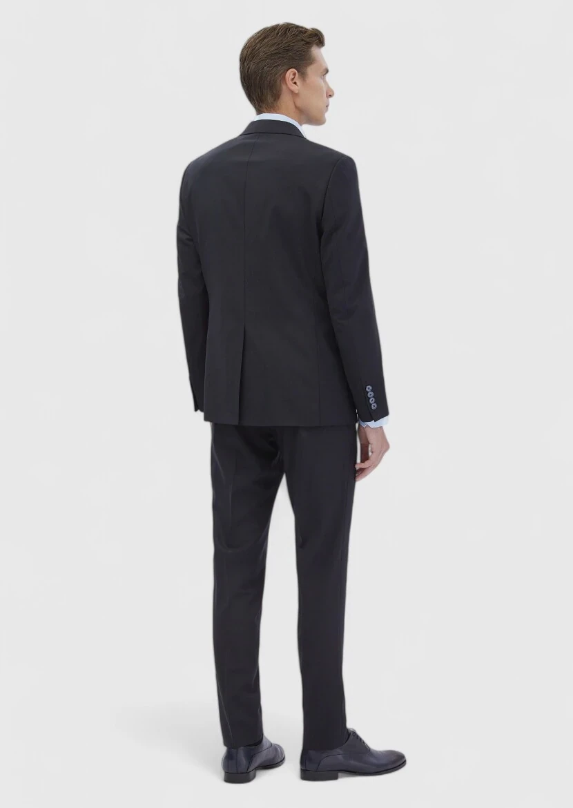 Lacivert Mikro Modern Fit Yün Karışımlı Takım Elbise - 7