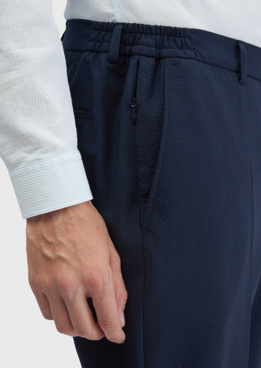 Lacivert Mikro Modern Fit Yün Karışımlı Takım Elbise - 6