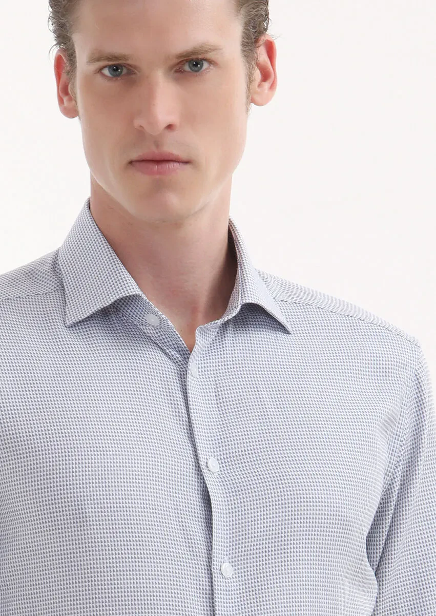 Lacivert Mikro Regular Fit Dokuma Klasik %100 Pamuk Gömlek - 3