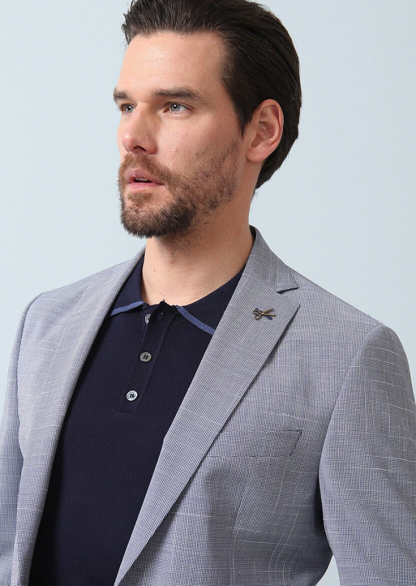 Lacivert Mikro Zeroweight Slim Fit %100 Yün Takım Elbise - 2