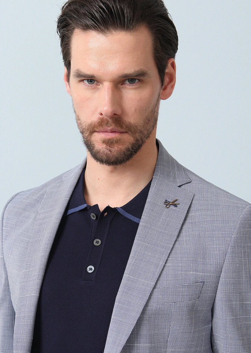 Lacivert Mikro Zeroweight Slim Fit %100 Yün Takım Elbise - 4