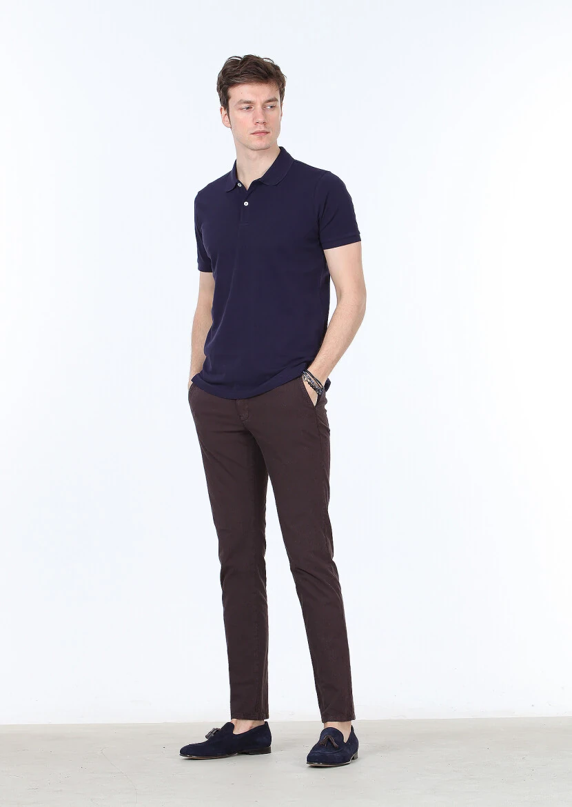 Lacivert Polo Yaka %100 Pamuk T-Shirt - 2