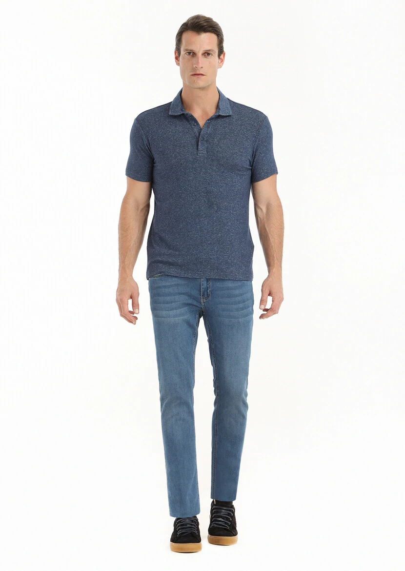 Lacivert Polo Yaka T-Shirt - 1