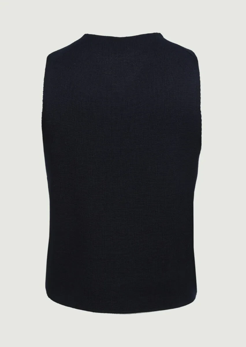 Lacivert Regular Fit Casual Örme Triko Yelek - 7