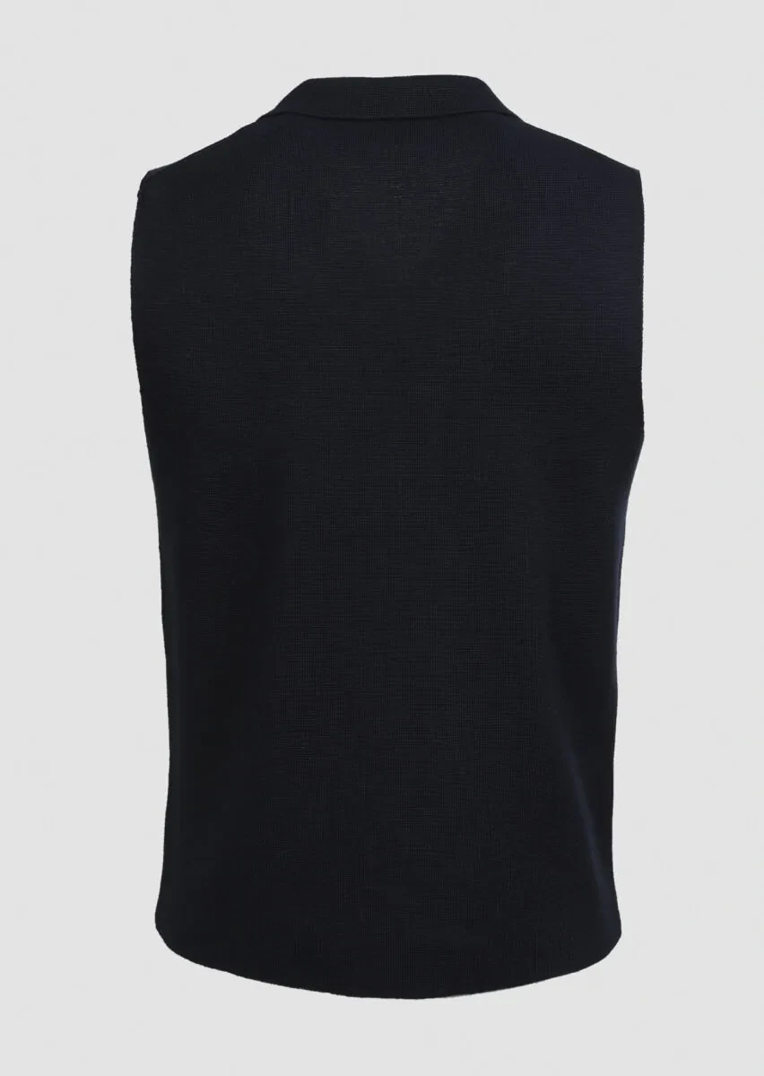 Lacivert Regular Fit Casual Örme Triko Yelek - 7