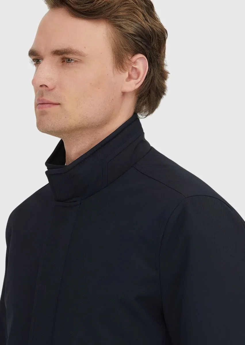 Lacivert Regular Fit Dik Yaka Casual Dokuma Kaban - 5