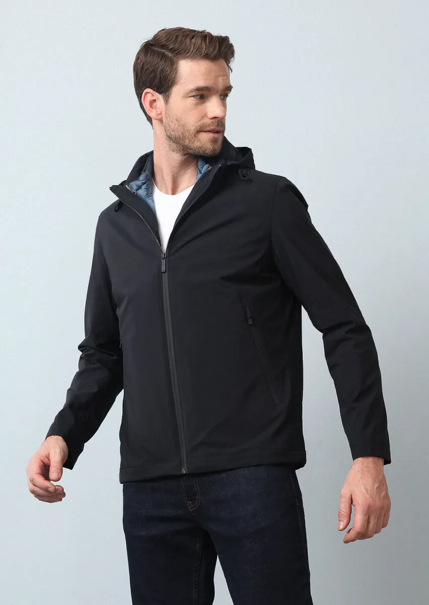 Lacivert Regular Fit Dik Yaka Casual Dokuma Mont - 1