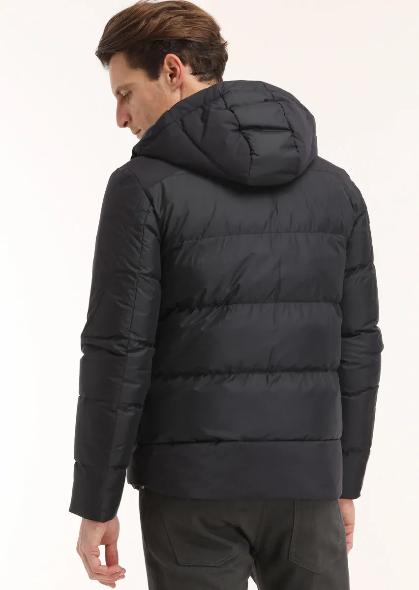 Lacivert Regular Fit Dik Yaka Casual Dokuma Mont - 4