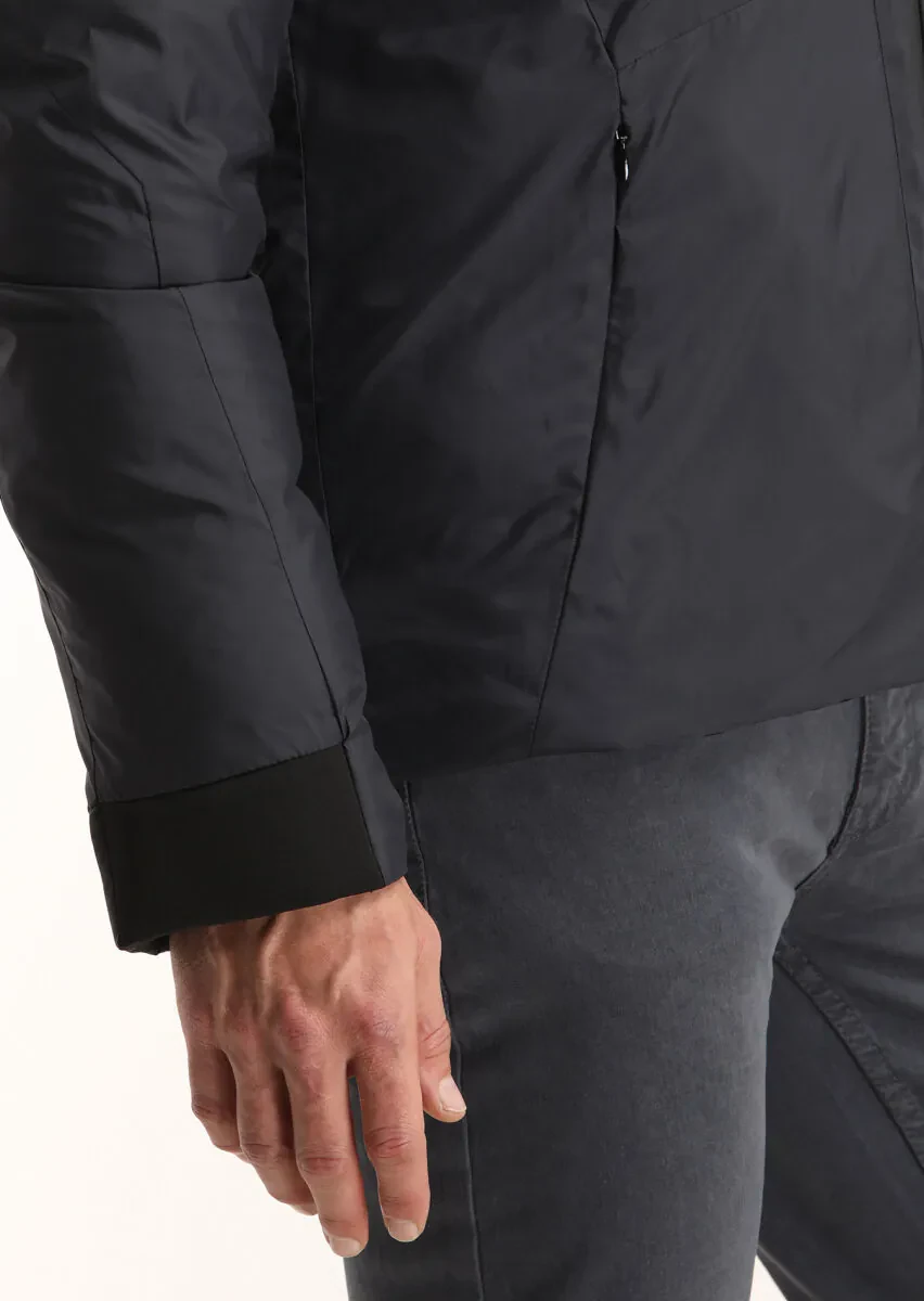 Lacivert Regular Fit Dik Yaka Casual Dokuma Mont - 3