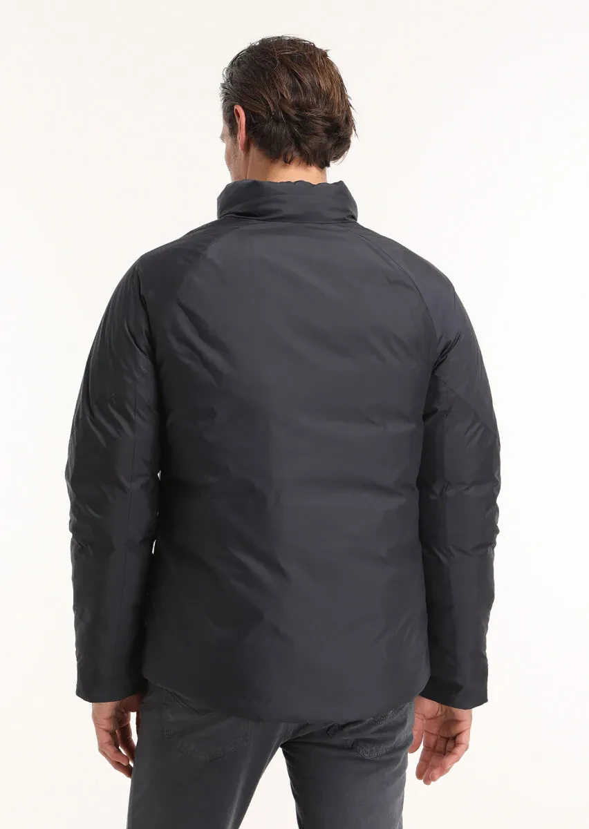 Lacivert Regular Fit Dik Yaka Casual Dokuma Mont - 6