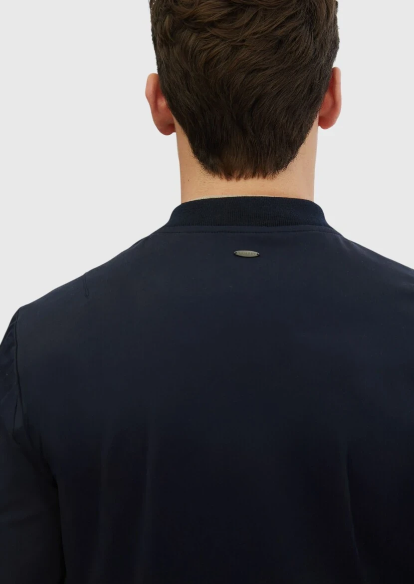 Lacivert Regular Fit Dik Yaka Casual Dokuma Mont - 6