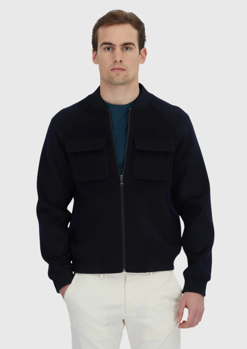 Lacivert Regular Fit Dik Yaka Casual Dokuma Mont - RAMSEY