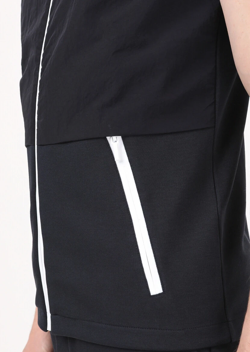 Lacivert Regular Fit Dik Yaka Casual Örme Spor Yelek - 3