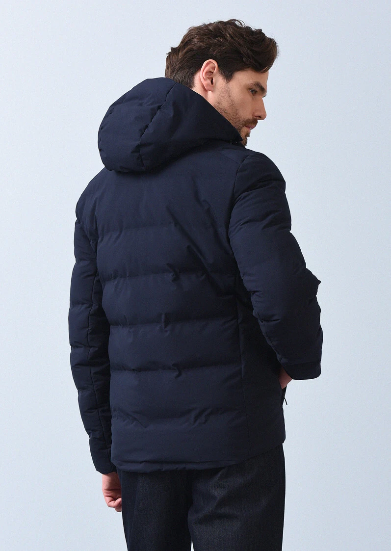 Lacivert Regular Fit Dik Yaka Denim Dokuma Mont - 8