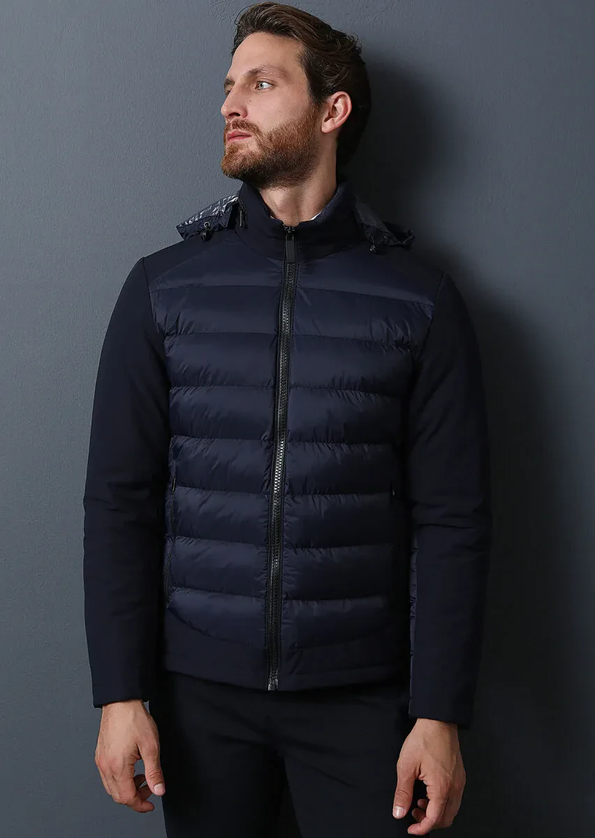 Lacivert Regular Fit Dik Yaka Denim Dokuma Mont - 2