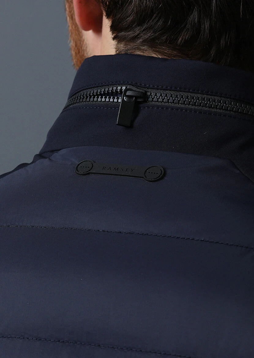 Lacivert Regular Fit Dik Yaka Denim Dokuma Mont - 3