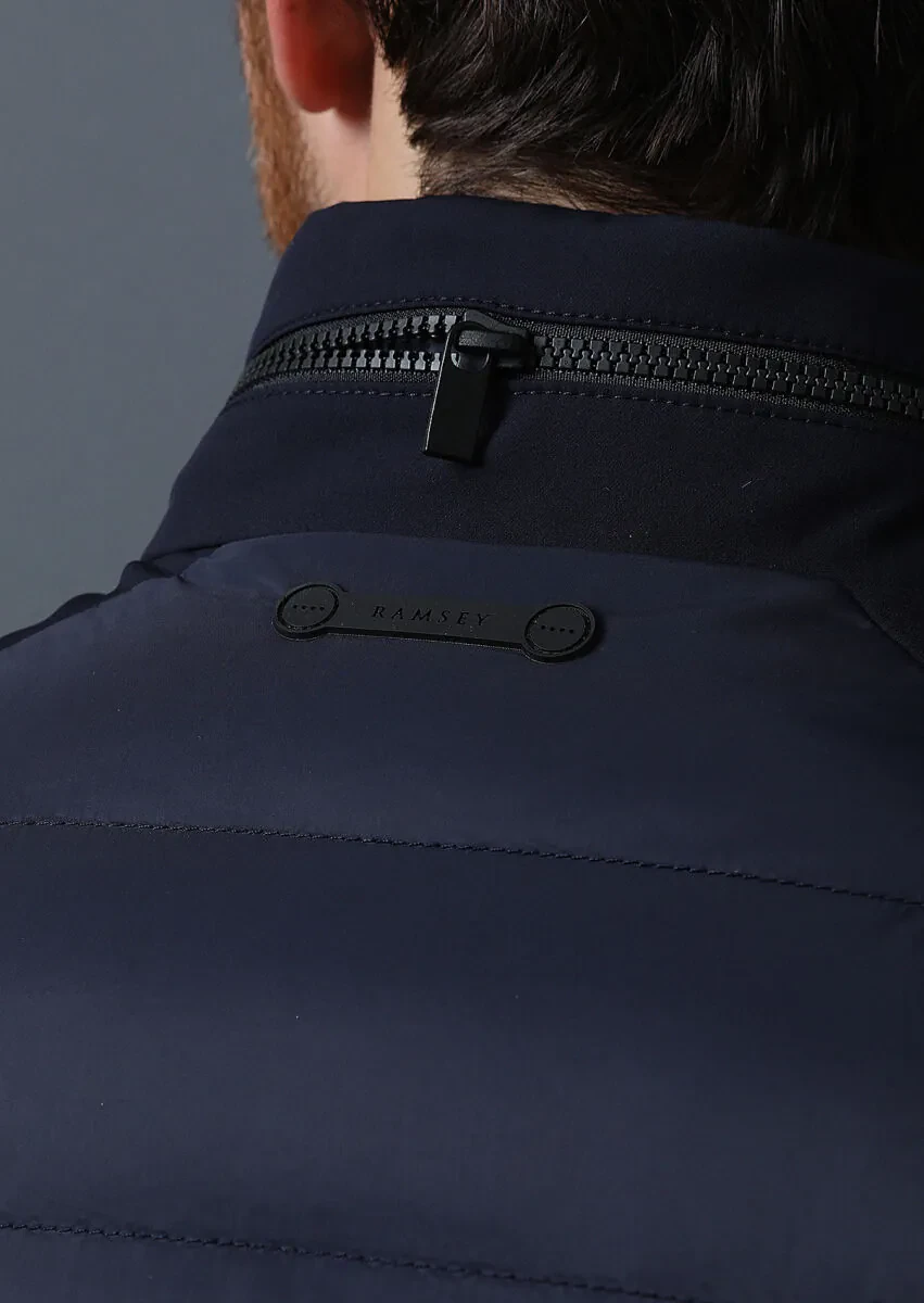 Lacivert Regular Fit Dik Yaka Denim Dokuma Mont - 3