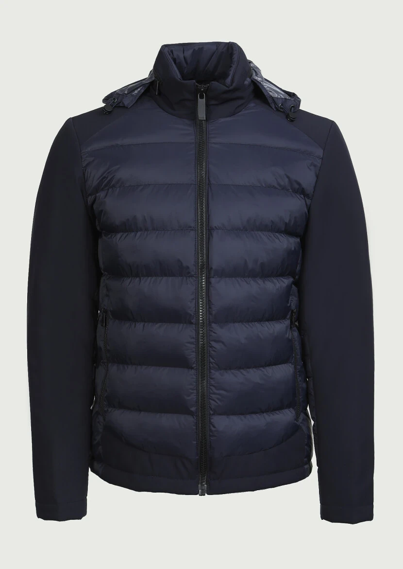 Lacivert Regular Fit Dik Yaka Denim Dokuma Mont - 6