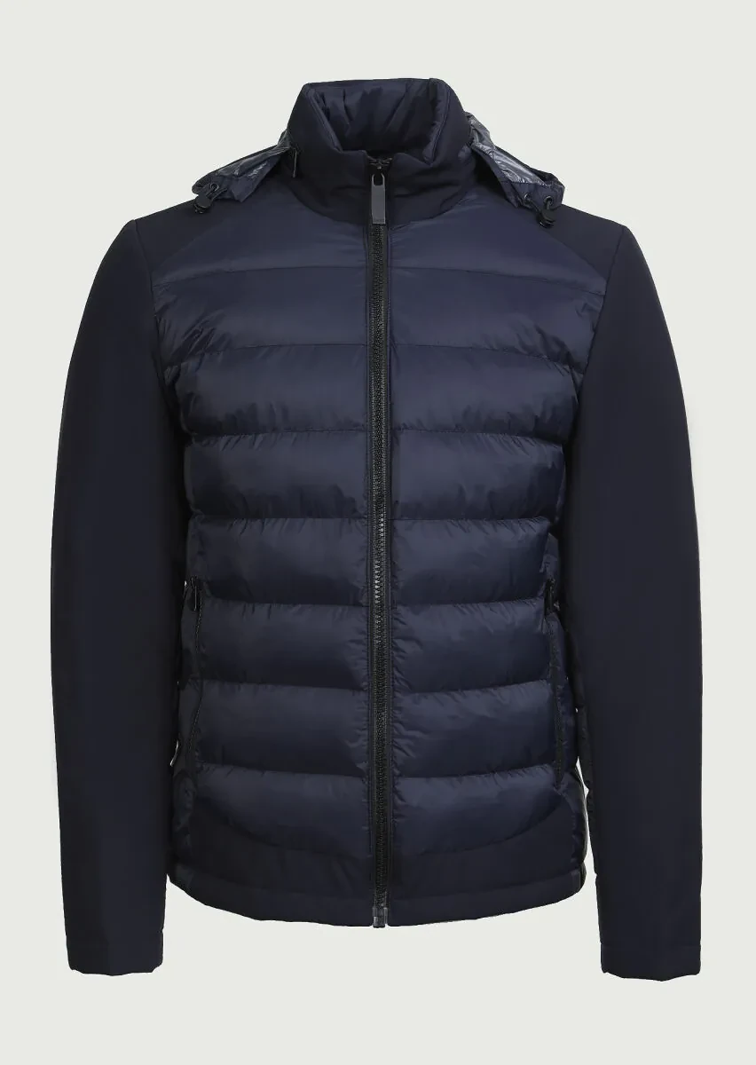 Lacivert Regular Fit Dik Yaka Denim Dokuma Mont - 6