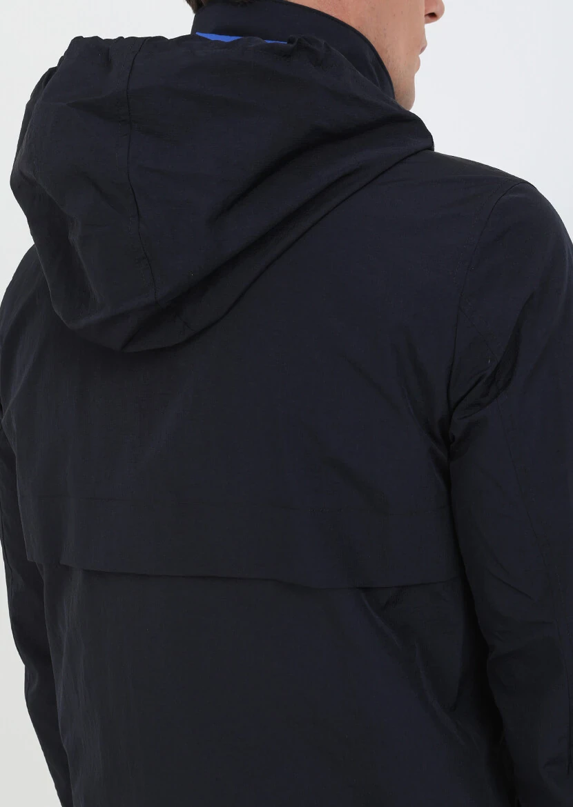 Lacivert Regular Fit Dik Yaka Denim Dokuma Mont - 6