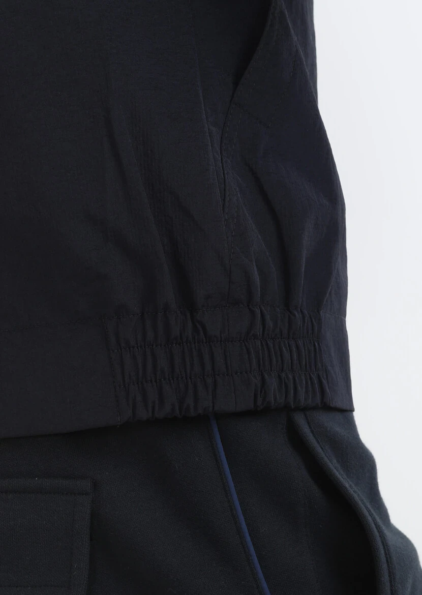 Lacivert Regular Fit Dik Yaka Denim Dokuma Mont - 8