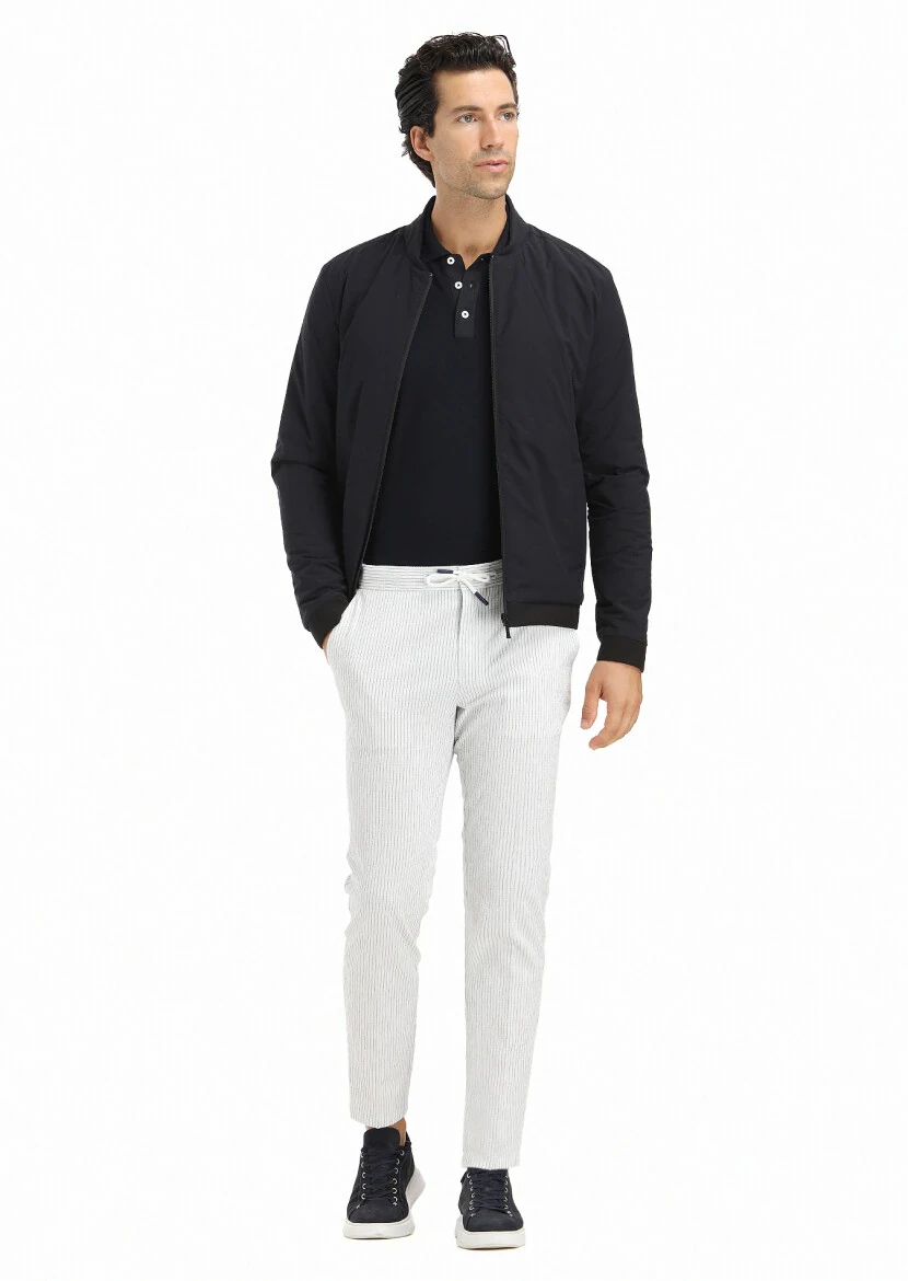 Lacivert Regular Fit Hakim Yaka Casual Dokuma Mont - 1