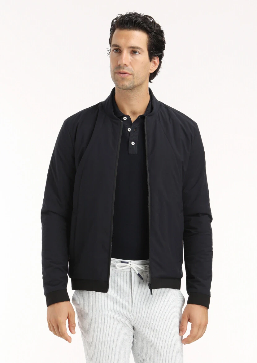 Lacivert Regular Fit Hakim Yaka Casual Dokuma Mont - 3