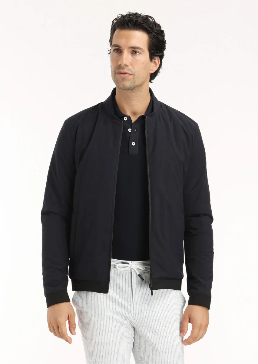 Lacivert Regular Fit Hakim Yaka Casual Dokuma Mont - 3