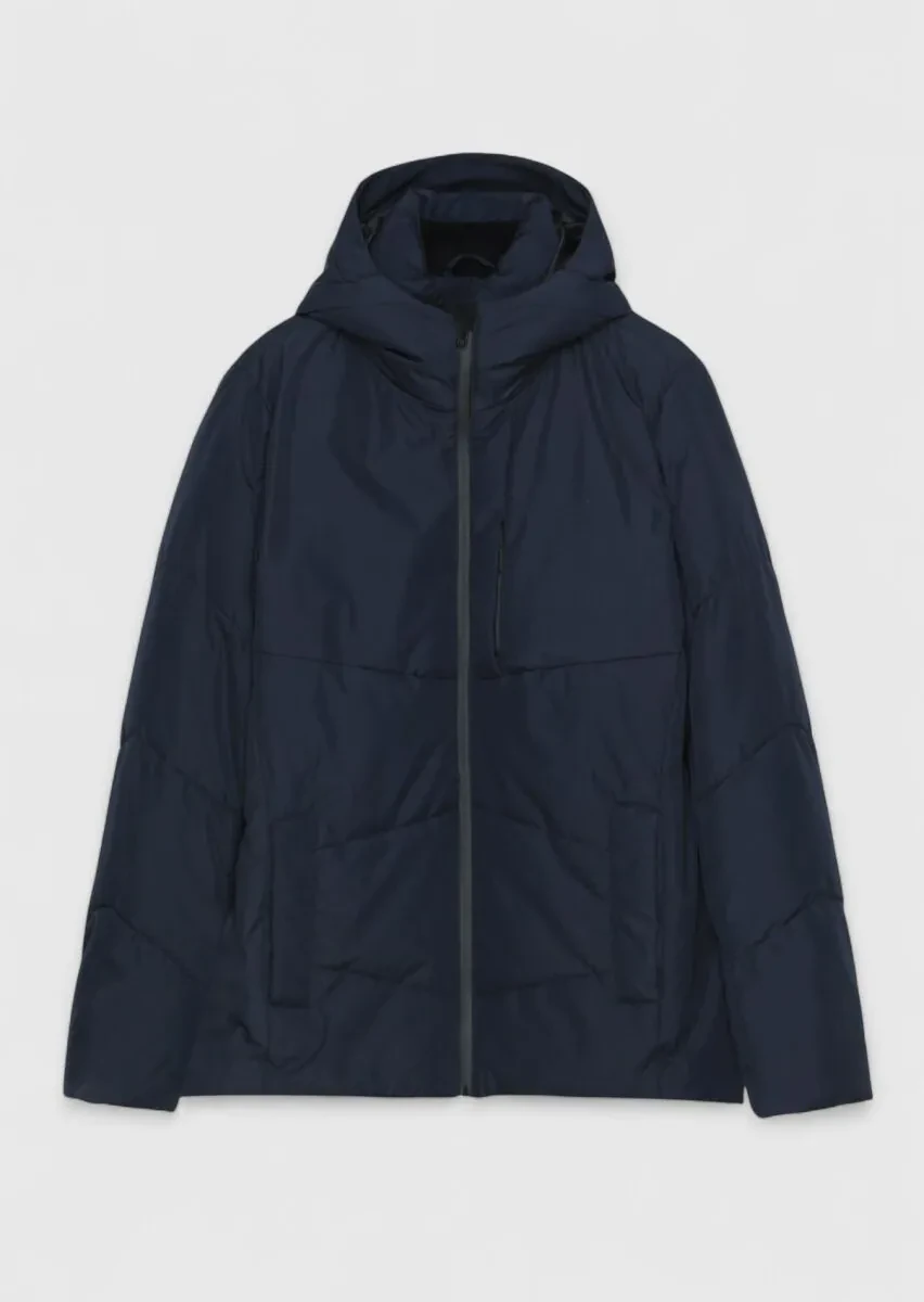 Lacivert Regular Fit Kapüşonlu Casual Dokuma Mont - 6